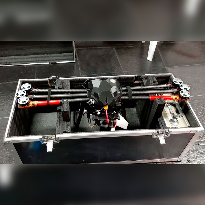 rack tipo maletin para guardar drone