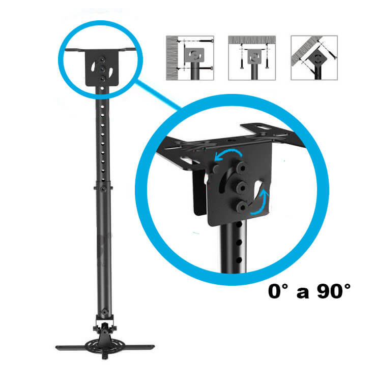 Soporte de techo ideal para esquinas para proyectores de video Soporte de techo ideal para esquinas para proyectores de video