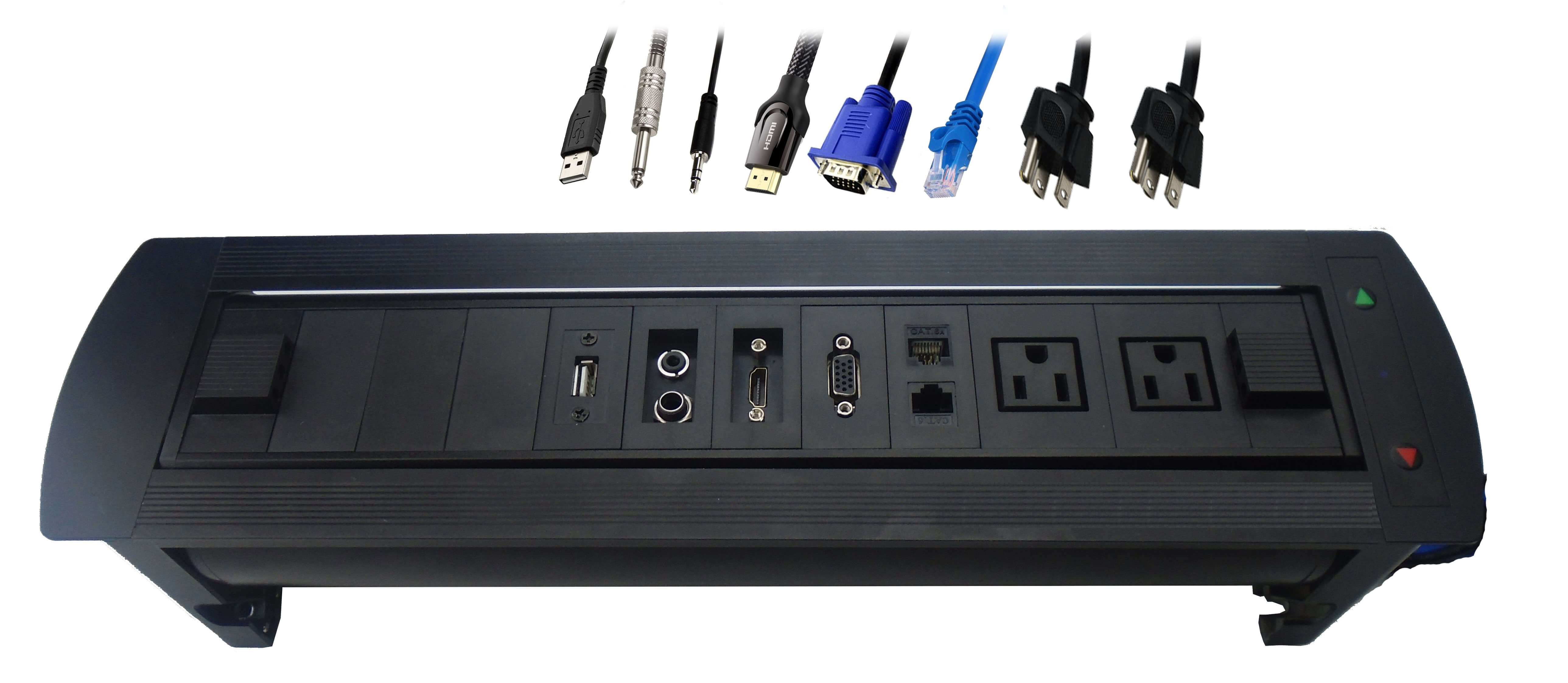 Caja de conexiones grande con puertos de energia, hdmi, internet y telefono Caja de conexiones grande con puertos de energia, hdmi, internet y telefono