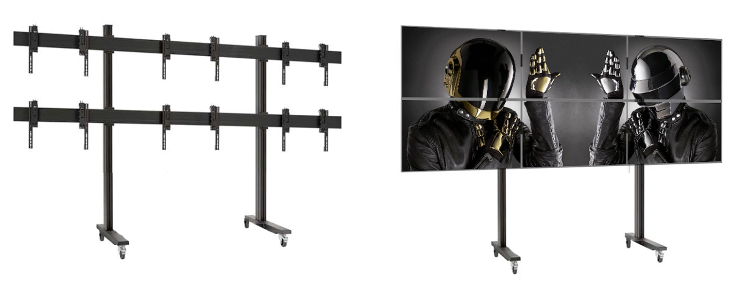 Videowall de piso movil para 6 monitores de tv Videowall de piso movil para 6 monitores de tv
