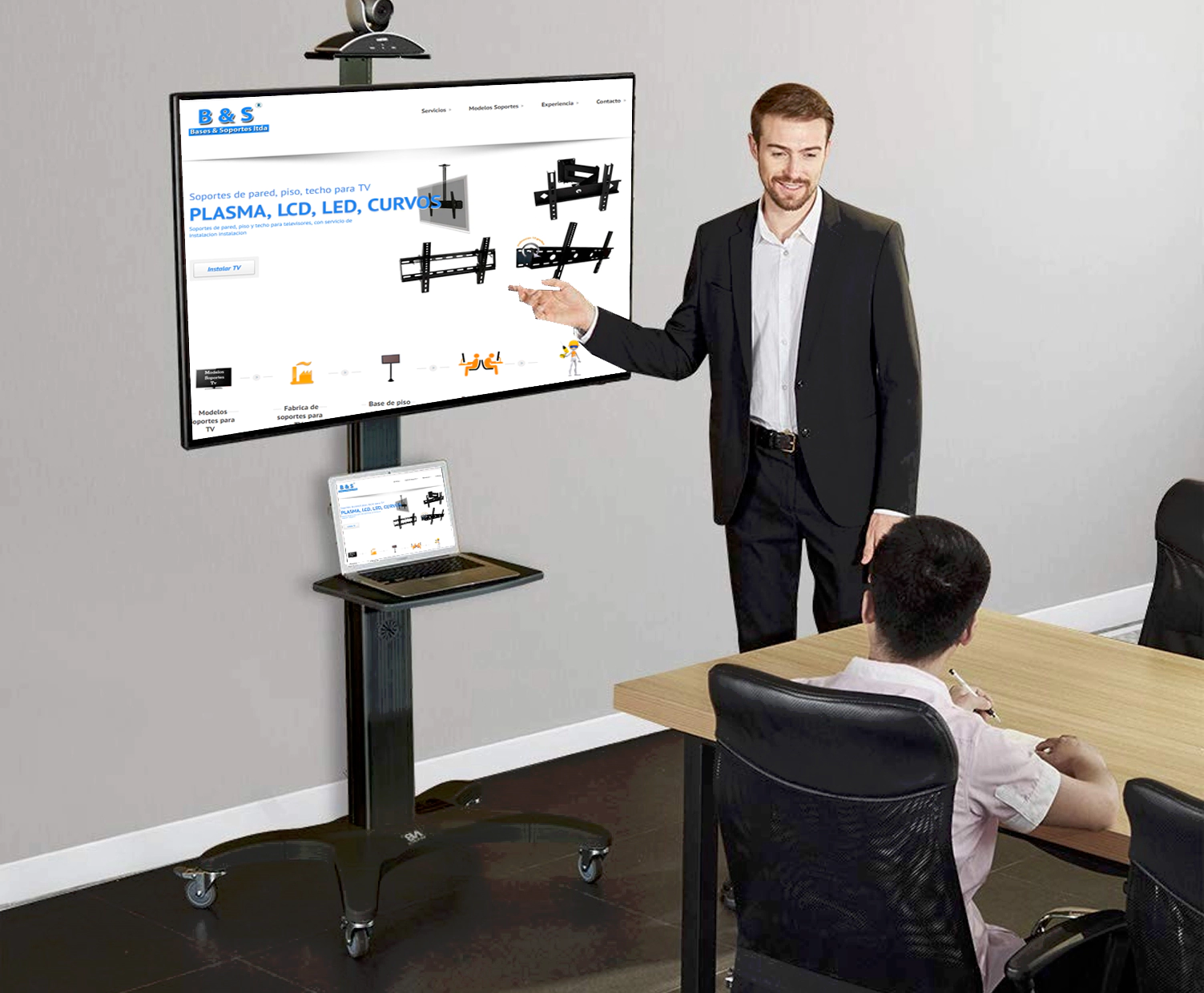 Base de piso con ruedas para salas de videoconferencias Base de piso con ruedas para salas de videoconferencias
