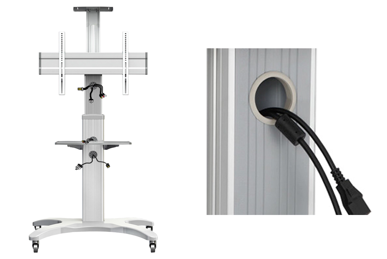 Soporte pedestal de piso con organizador de cableado Soporte pedestal de piso con organizador de cableado