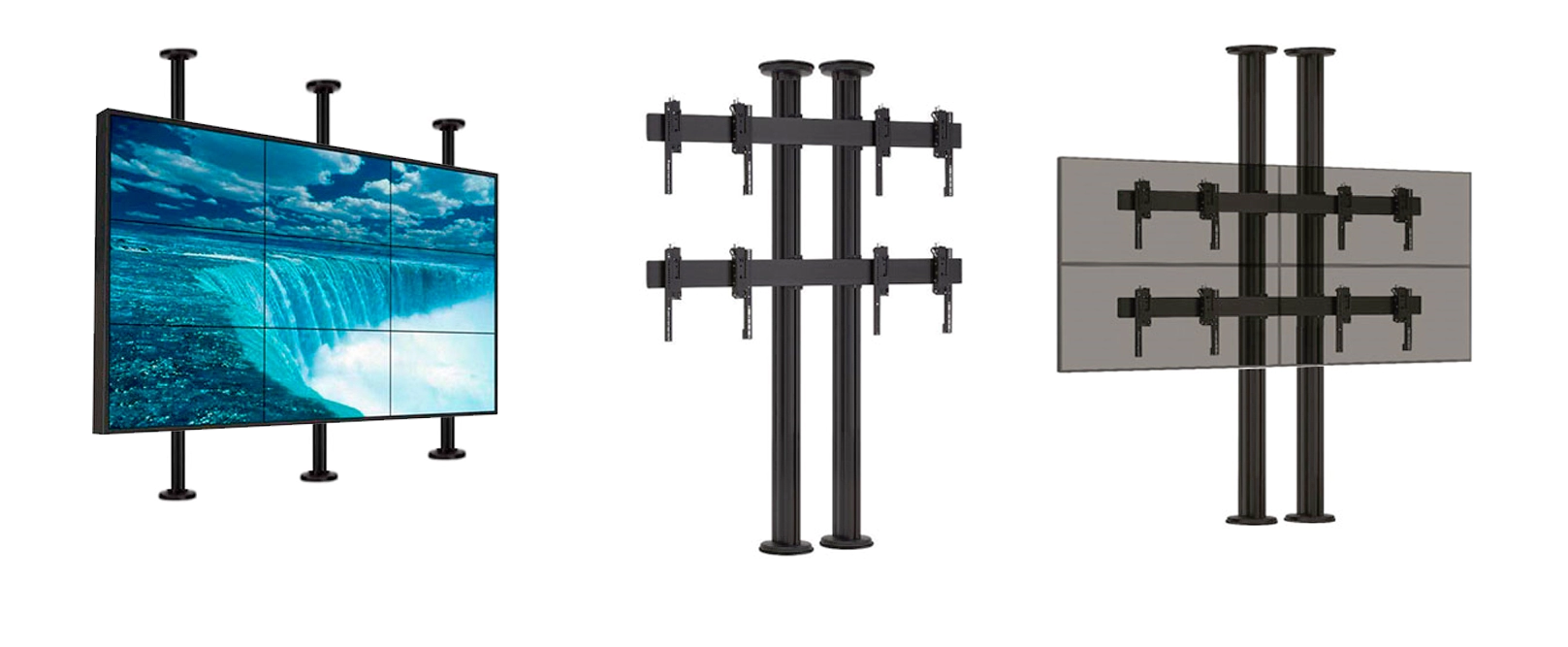 Soporte videowall de piso a techo para el montaje de multiples pantallas de bisel pequeño Soporte videowall de piso a techo para el montaje de multiples pantallas de bisel pequeño
