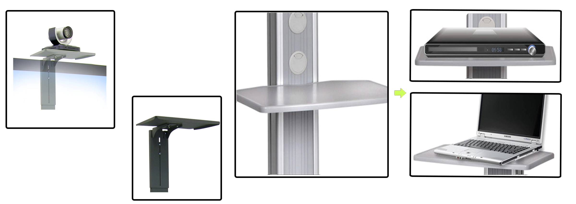 Soporte de piso importado con bandeja para camara y dvd Soporte de piso importado con bandeja para camara y dvd