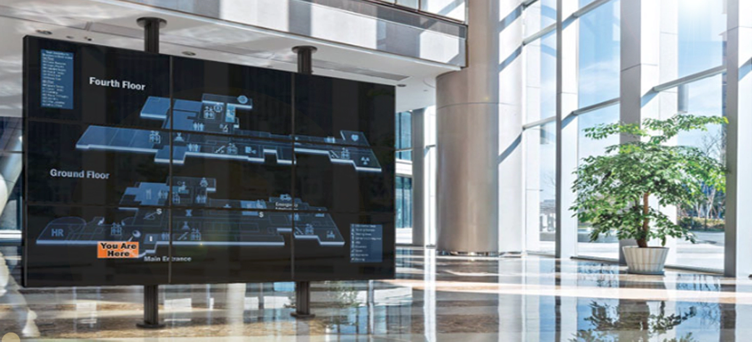 Estructura videowall de piso a techo para 9 pantallas Estructura videowall de piso a techo para 9 pantallas