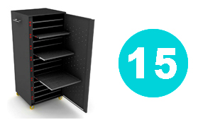 Mueble tipo armario para transportar 15 laptops