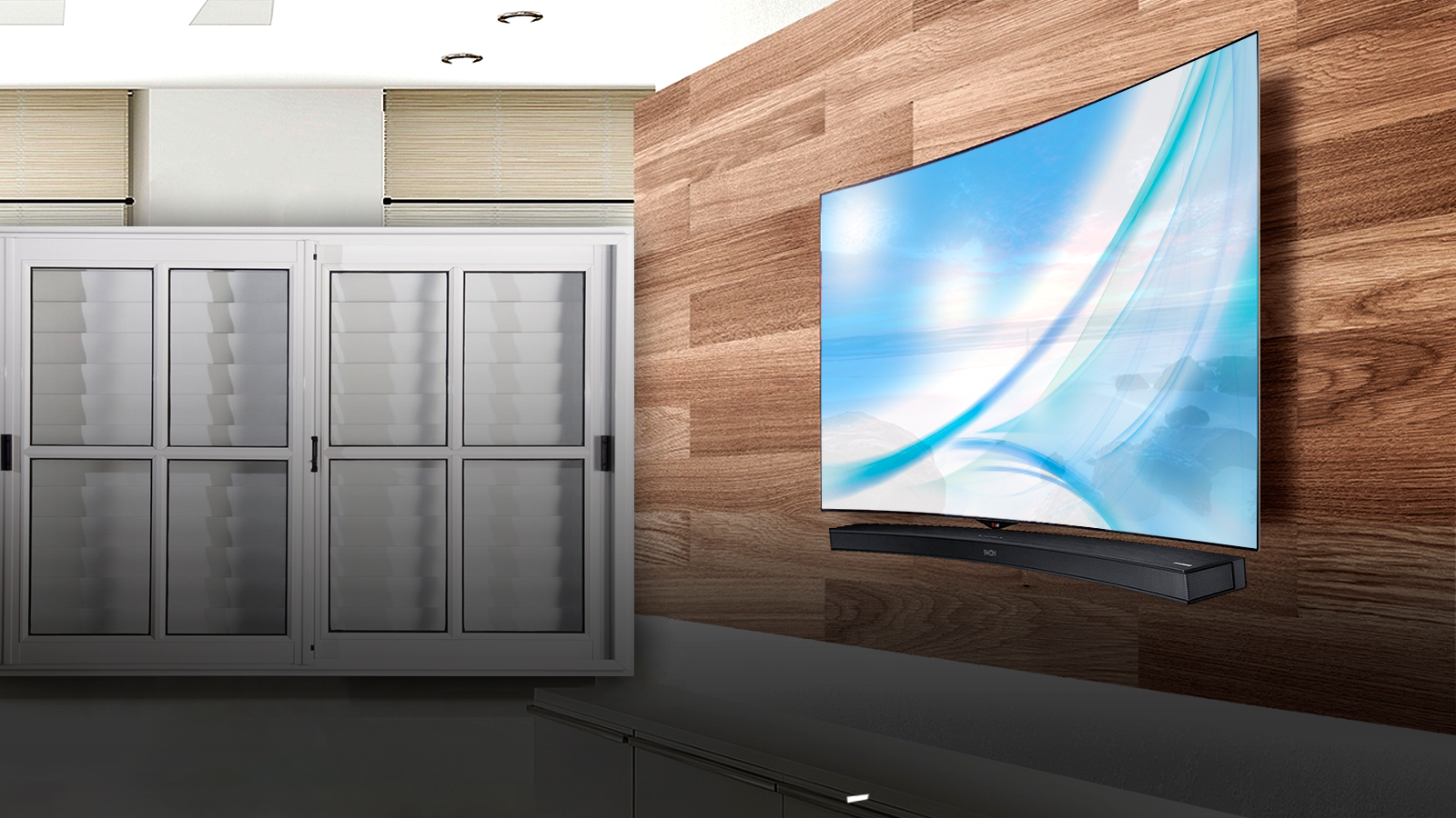 instalacion de TV curvo con barra de sonido instalacion de TV curvo con barra de sonido