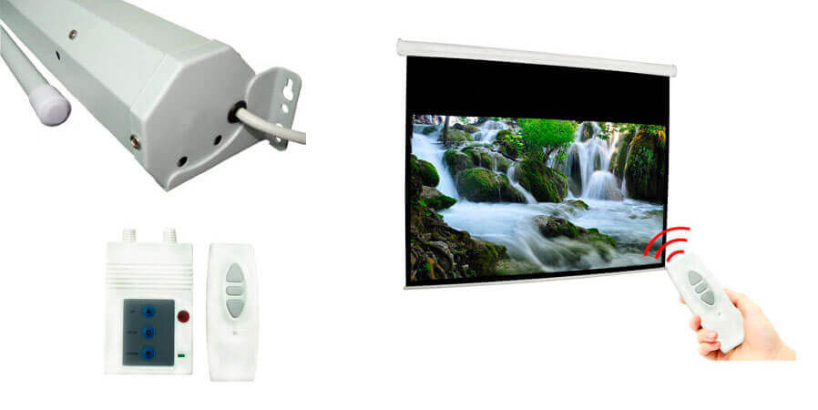 Pantalla de proyeccion con controles inalambrico y de pared Pantalla de proyeccion con controles inalambrico y de pared