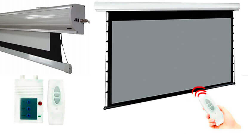 Pantalla de proyeccion con controles inalambrico y de pared Pantalla de proyeccion con controles inalambrico y de pared