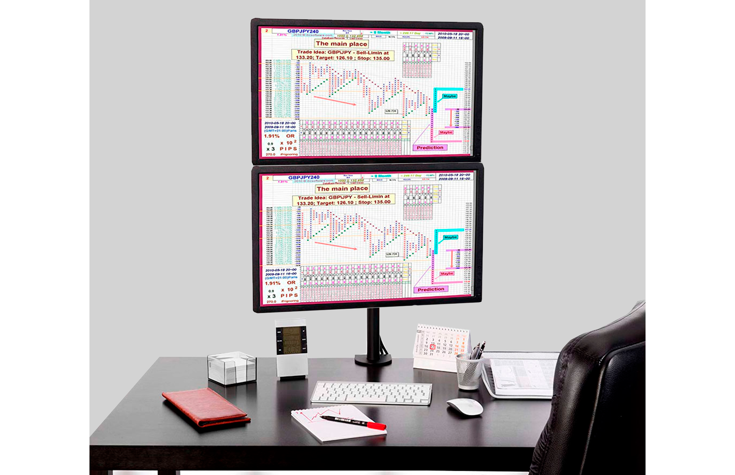 Base dual uno encima de otro para monitores