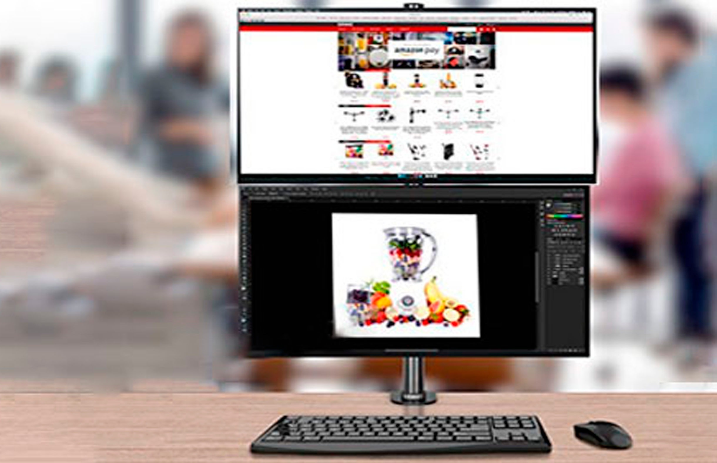Soporte dual para dos monitores uno sobre otro