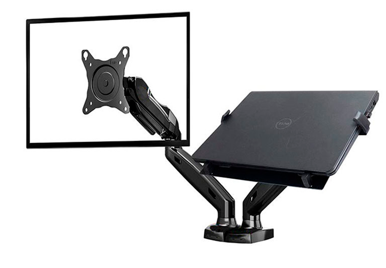 Soporte brazo gas para la instalacion de un monitor y portatil